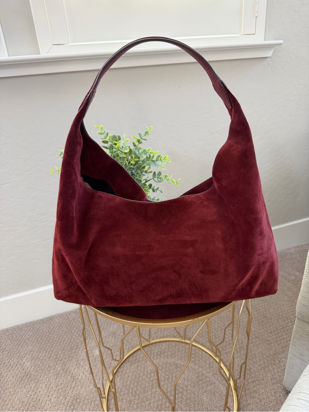 Madewell Suede Miley Shoulder Bag Aged Wine Burgundy Leather Hobo NW348